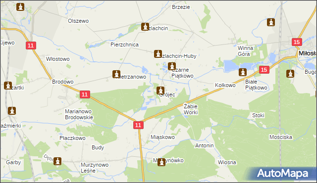 mapa Grójec gmina Środa Wielkopolska, Grójec gmina Środa Wielkopolska na mapie Targeo