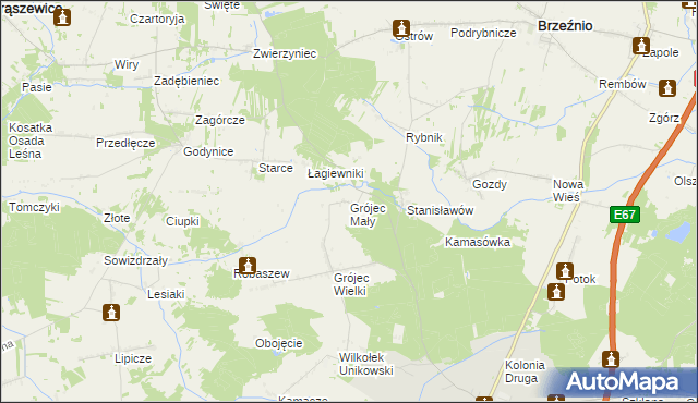 mapa Grójec Mały gmina Złoczew, Grójec Mały gmina Złoczew na mapie Targeo