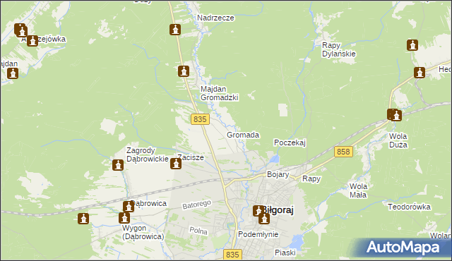 mapa Gromada gmina Biłgoraj, Gromada gmina Biłgoraj na mapie Targeo