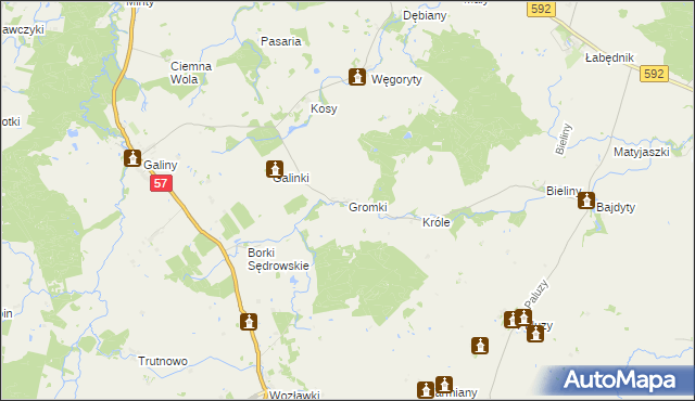 mapa Gromki, Gromki na mapie Targeo