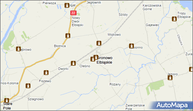 mapa Gronowo Elbląskie, Gronowo Elbląskie na mapie Targeo