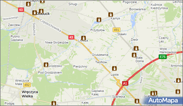 mapa Gruszewnia, Gruszewnia na mapie Targeo