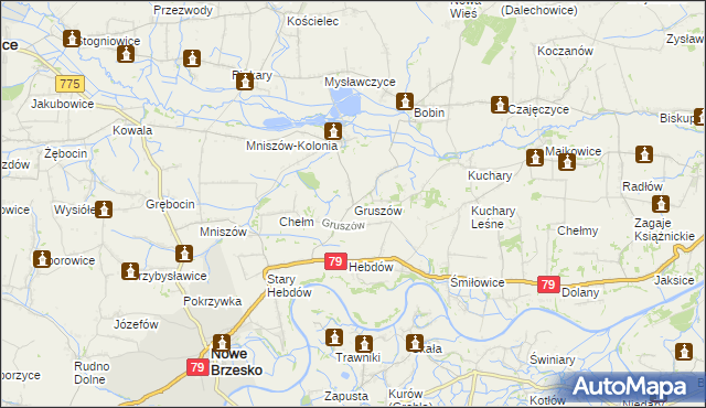 mapa Gruszów gmina Nowe Brzesko, Gruszów gmina Nowe Brzesko na mapie Targeo