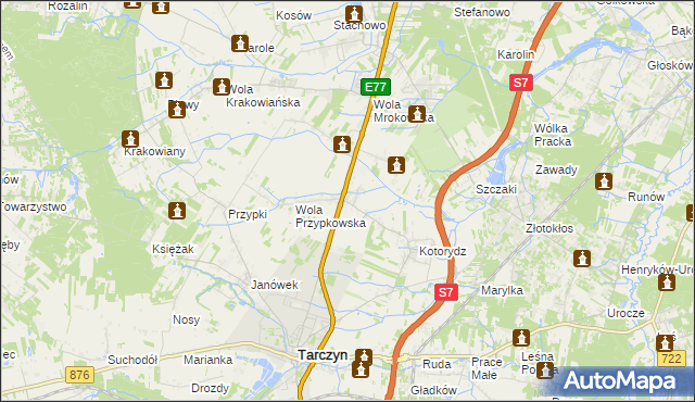 mapa Grzędy gmina Tarczyn, Grzędy gmina Tarczyn na mapie Targeo