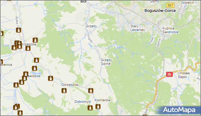 mapa Grzędy Górne, Grzędy Górne na mapie Targeo