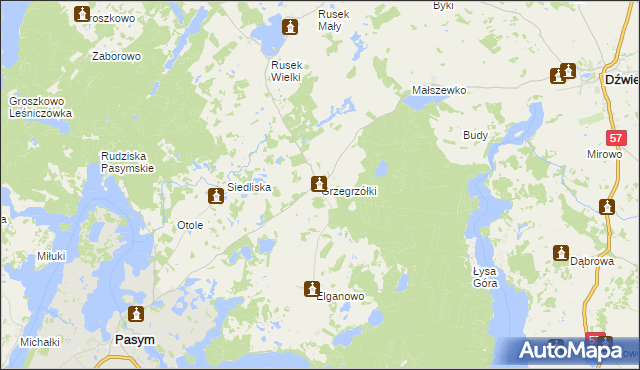 mapa Grzegrzółki, Grzegrzółki na mapie Targeo