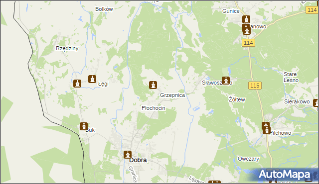 mapa Grzepnica, Grzepnica na mapie Targeo