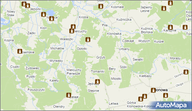 mapa Grzyb, Grzyb na mapie Targeo