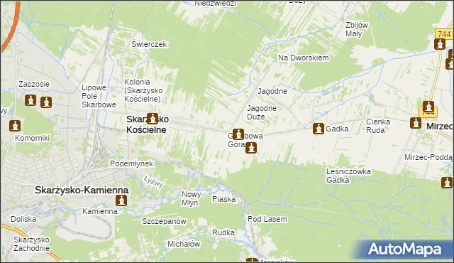 mapa Grzybowa Góra, Grzybowa Góra na mapie Targeo