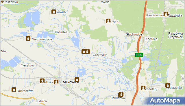 mapa Grzymalin, Grzymalin na mapie Targeo