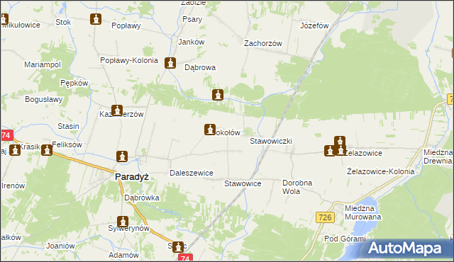 mapa Grzymałów gmina Paradyż, Grzymałów gmina Paradyż na mapie Targeo