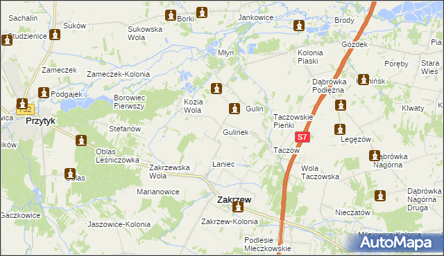 mapa Gulinek, Gulinek na mapie Targeo