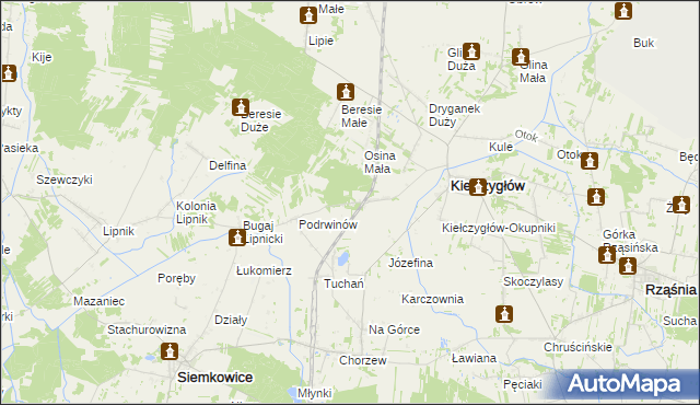 mapa Gumnisko gmina Kiełczygłów, Gumnisko gmina Kiełczygłów na mapie Targeo