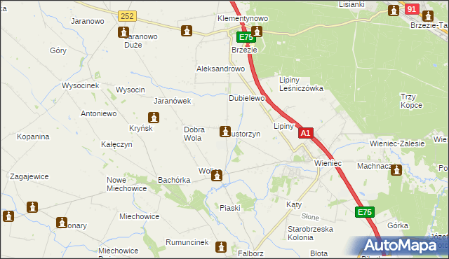 mapa Gustorzyn, Gustorzyn na mapie Targeo