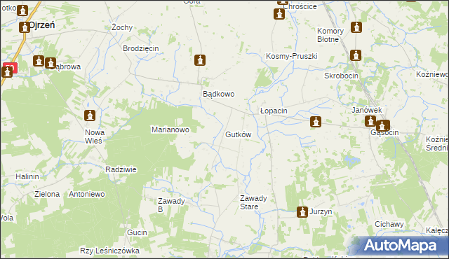 mapa Gutków gmina Sońsk, Gutków gmina Sońsk na mapie Targeo