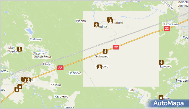 mapa Gutowiec, Gutowiec na mapie Targeo