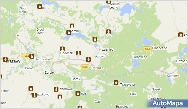 mapa Gutowo gmina Bartniczka, Gutowo gmina Bartniczka na mapie Targeo