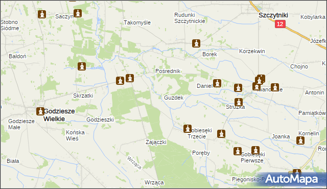 mapa Guzdek, Guzdek na mapie Targeo