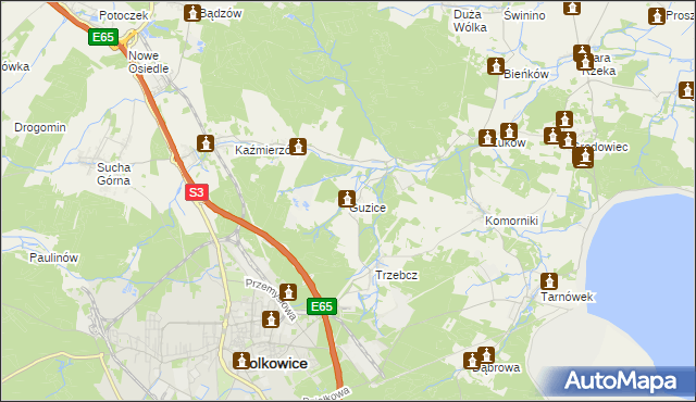 mapa Guzice, Guzice na mapie Targeo