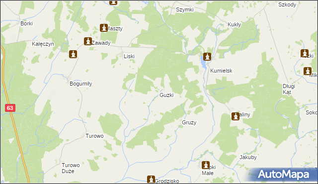 mapa Guzki gmina Biała Piska, Guzki gmina Biała Piska na mapie Targeo