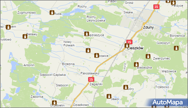 mapa Guzowice, Guzowice na mapie Targeo