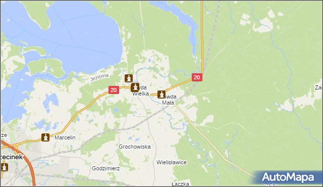 mapa Gwda Mała, Gwda Mała na mapie Targeo