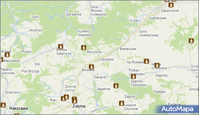 mapa Gwizdów gmina Leżajsk, Gwizdów gmina Leżajsk na mapie Targeo