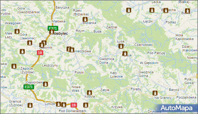 mapa Gwoźnica Dolna, Gwoźnica Dolna na mapie Targeo