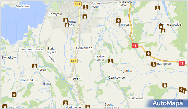 mapa Hajduki Nyskie, Hajduki Nyskie na mapie Targeo