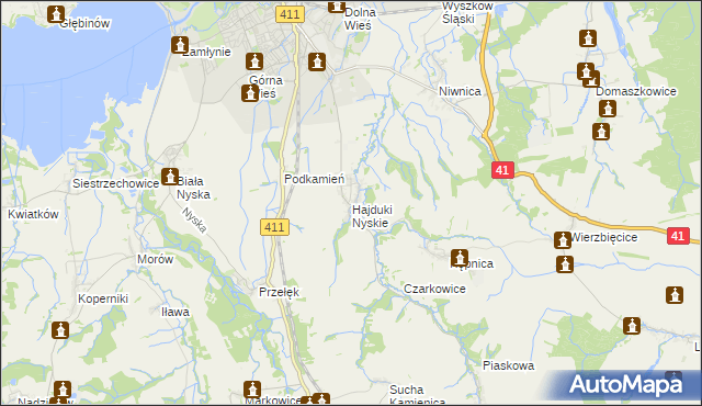 mapa Hajduki Nyskie, Hajduki Nyskie na mapie Targeo