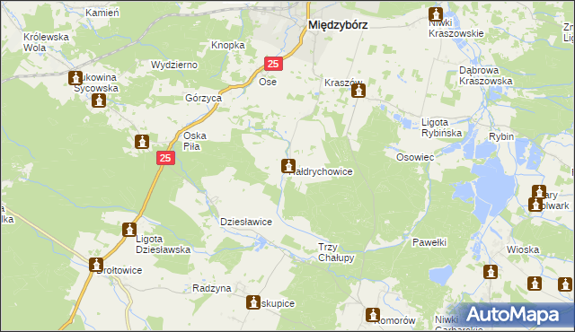 mapa Hałdrychowice, Hałdrychowice na mapie Targeo