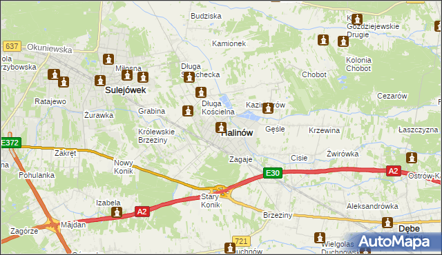 mapa Halinów powiat miński, Halinów powiat miński na mapie Targeo