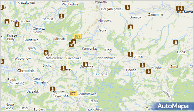 mapa Handzlówka, Handzlówka na mapie Targeo