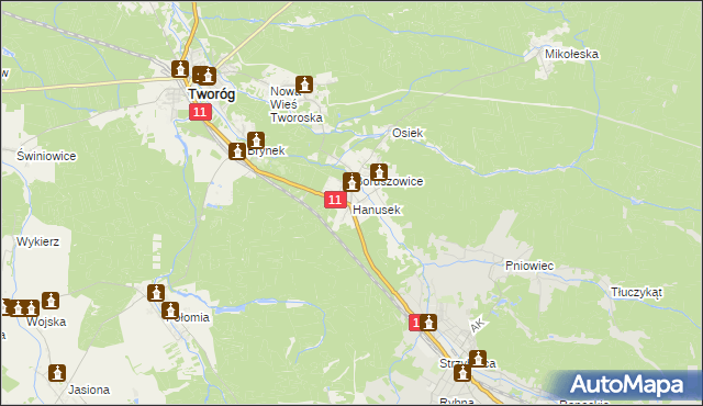 mapa Hanusek, Hanusek na mapie Targeo