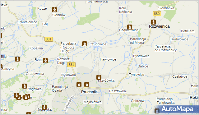 mapa Hawłowice, Hawłowice na mapie Targeo