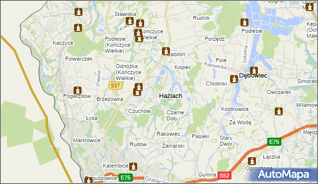 mapa Hażlach, Hażlach na mapie Targeo