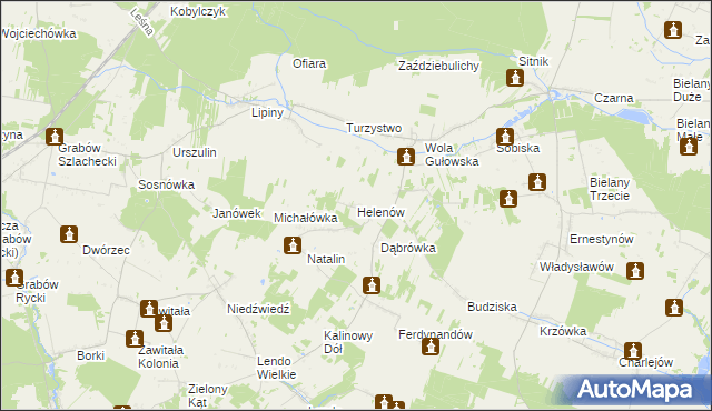 mapa Helenów gmina Adamów, Helenów gmina Adamów na mapie Targeo