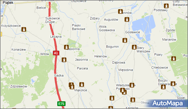 mapa Helenów gmina Głowno, Helenów gmina Głowno na mapie Targeo