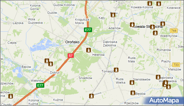 mapa Helenów gmina Orońsko, Helenów gmina Orońsko na mapie Targeo