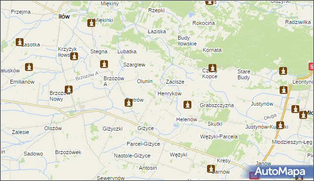 mapa Henryków gmina Iłów, Henryków gmina Iłów na mapie Targeo