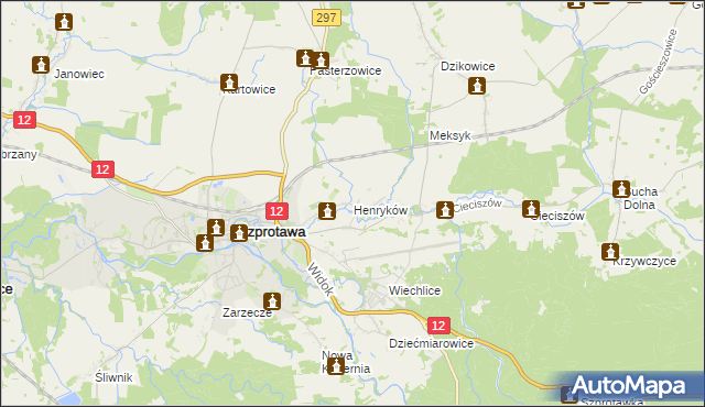 mapa Henryków gmina Szprotawa, Henryków gmina Szprotawa na mapie Targeo