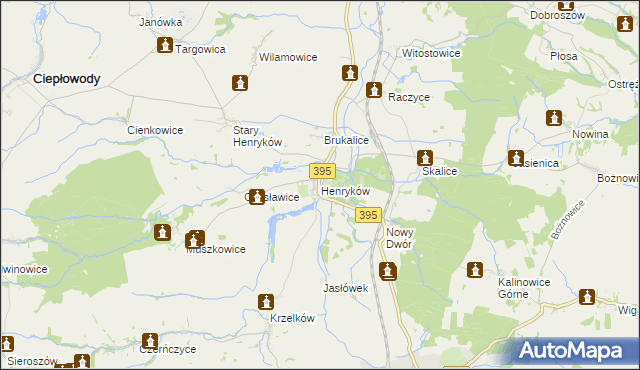 mapa Henryków gmina Ziębice, Henryków gmina Ziębice na mapie Targeo