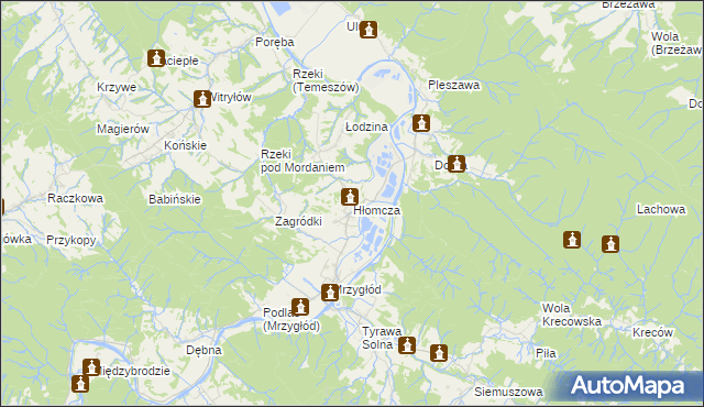 mapa Hłomcza, Hłomcza na mapie Targeo