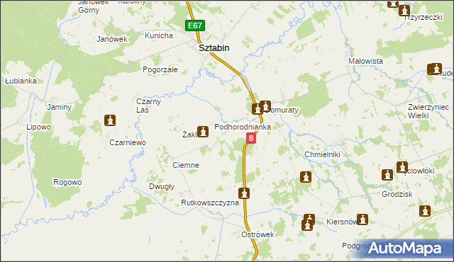 mapa Horodnianka gmina Suchowola, Horodnianka gmina Suchowola na mapie Targeo