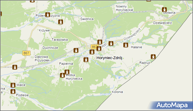 mapa Horyniec-Zdrój, Horyniec-Zdrój na mapie Targeo