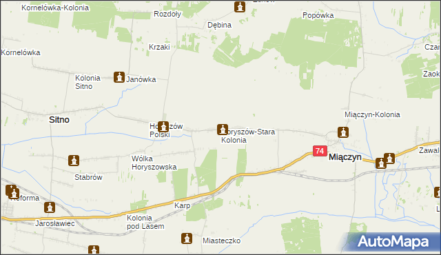 mapa Horyszów-Stara Kolonia, Horyszów-Stara Kolonia na mapie Targeo