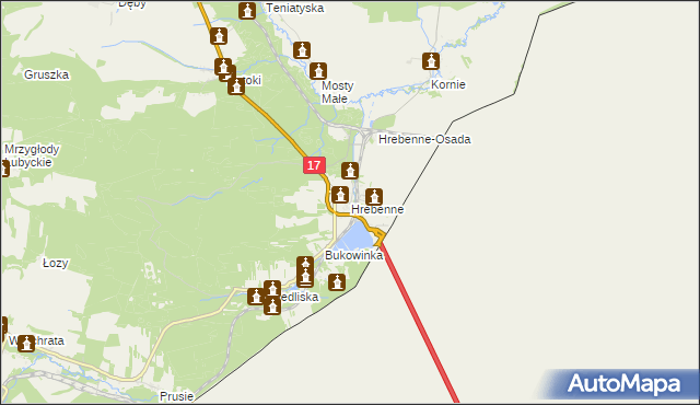 mapa Hrebenne gmina Lubycza Królewska, Hrebenne gmina Lubycza Królewska na mapie Targeo