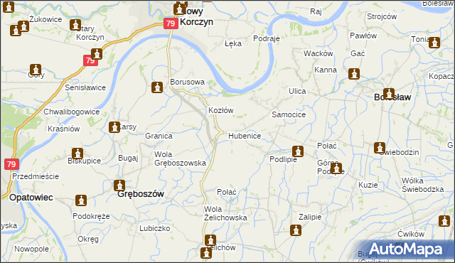 mapa Hubenice, Hubenice na mapie Targeo