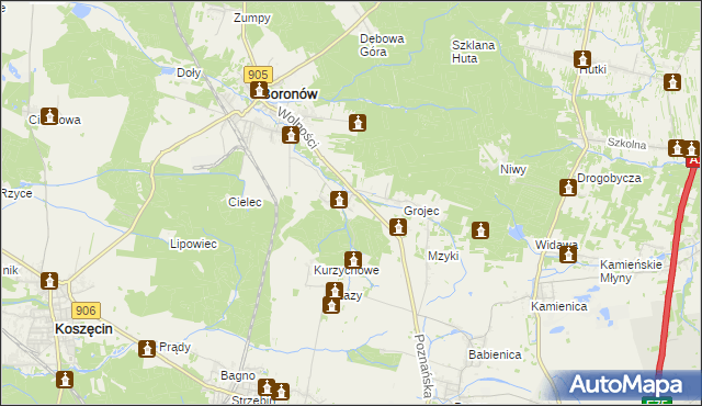 mapa Hucisko gmina Boronów, Hucisko gmina Boronów na mapie Targeo