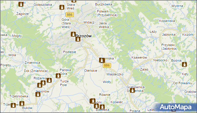 mapa Humniska, Humniska na mapie Targeo